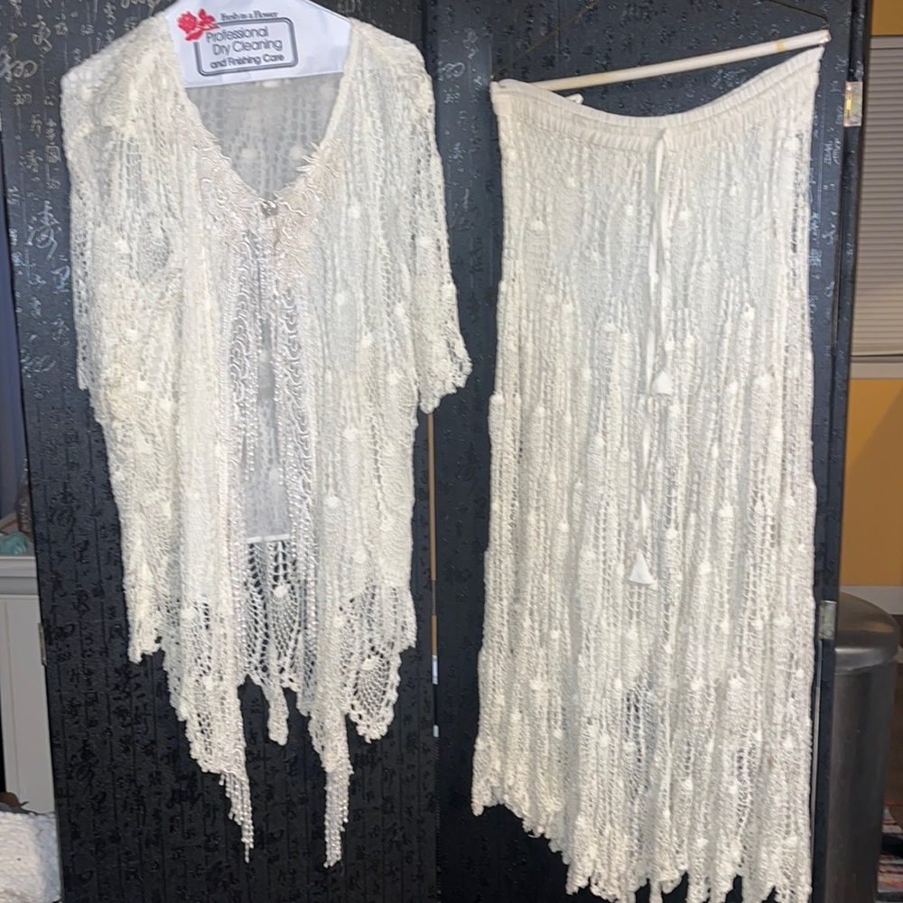 Crochet Vintage top and skirt suit